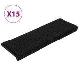 Stair Mats 15 pcs 65x21x4 cm Black Rectangular Edge 134576