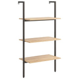 3-Tier Leaning Shelf Light Brown and Black 64x35x120,5 cm 336379