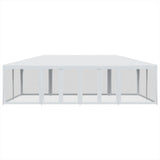 Party Tent with 12 Mesh Sidewalls White 8x4 m HDPE 4010071