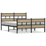 Metal Bed Frame without Mattress Sonoma Oak 140x190 cm 4017120