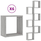 Wall Cube Shelves 6 pcs Grey Sonoma 30x15x30 cm 815884
