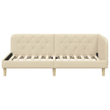 Corner Bed Frame with Headboard Cream 90 x 190 cm Fabric 42016567