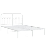 Metal Bed Frame without Mattress with Headboard White 135x190cm 376648