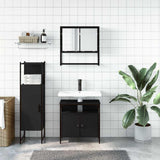 3 Piece Bathroom Furniture Set Black Engineered Wood 3214695