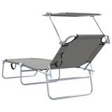 Sun Lounger Folding 2 pcs Grey 58 x 188 x 77cm Polyester 42003062