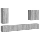 TV Wall Cabinet Set Wall-mounted 6 pcs Grey Sonoma 3408949