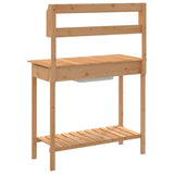 Potting Table with Sink Brown 147.5x44x139.5 cm Solid Wood Fir 156347