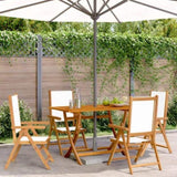 Reclining Garden Chairs 4 pcs Cream White Fabric and Solid Wood 3214538