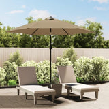 ZNTS Garden Parasol with LED Lights and Steel Pole 300 cm Taupe 44512