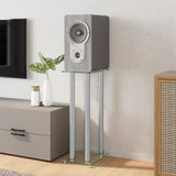Speaker Stands 2pcs Silver Tempered Glass 4 Pillars Design 51819
