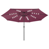 312534 Garden Parasol with LED Lights 400 cm Bordeaux Red