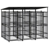 Outdoor Dog Kennel with Roof Steel 5.53 m 3097948