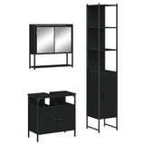 3 Piece Bathroom Furniture Set Black Engineered Wood 3214675
