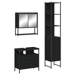 ZNTS 3 Piece Bathroom Furniture Set Black Engineered Wood 3214675