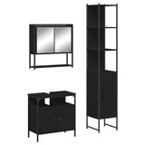 ZNTS 3 Piece Bathroom Furniture Set Black Engineered Wood 3214675