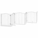 Dog Gate with Door Foldable 9 Panels White 450 cm Poplar Wood 3155591