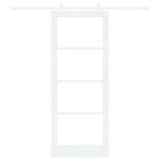 Sliding Door White 83 x 211 cm Solid Pine Wood and Glass 3332252