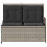 Garden Bench with Cushion Light Grey Poly Rattan 3394445