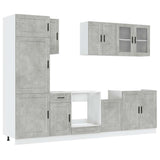 ZNTS 8 Piece Kitchen Cabinet Set Kalmar Concrete Grey Engineered Wood 3314815