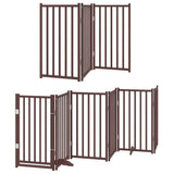 Dog Gate with Door Foldable 12 Panels Brown 600 cm Poplar Wood 3155719