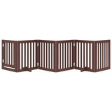 Dog Gate with Door Foldable 6 Panels Brown 300 cm Poplar Wood 352261