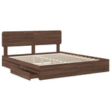 Storage Bed with Drawer Brown Oak 200 x 200 cm Engineered Wood 3412247