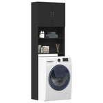 ZNTS Washing Machine Cabinet Black 64x24x190 cm Engineered Wood 862390