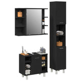 Bathroom Furniture Set with Door 3 pcs Black 30 x 30 x 179.5 cm 3333049