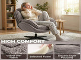 Modern Wingback Accent Chair, Velvet Armchair with Four-Star Base, S-Springs, Swivel, Grey T3398P548766