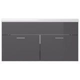 Sink Cabinet with Built-in Basin High Gloss Grey Engineered Wood 3070846