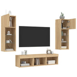 5 Piece TV Wall Units with LED Sonoma Oak Engineered Wood 3216599