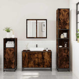 3 Piece Bathroom Furniture Set Smoked Oak Engineered Wood 3300952