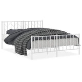 Metal Bed Frame without Mattress with Footboard White 150x200cm 374506