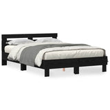 Bed Frame with Headboard Black oak 150 x 200 cm Engineered wood 3333944
