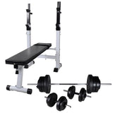 Workout Bench with Weight Rack, Barbell and Dumbbell Set 60.5kg 275361