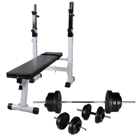 Workout Bench with Weight Rack, Barbell and Dumbbell Set 60.5kg 275361