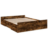 ZNTS Bed Frame with Drawers without Mattress Smoked Oak 150x200 cm King Size 3280290