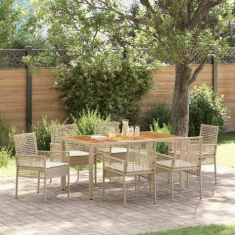Garden Dining Set 7 pcs Beige Poly rattan 3334920