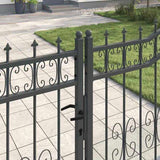 Fence Gate with Spear Top with Lock Grey 404 x 150 cm Steel 42009050