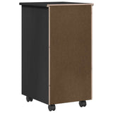 Rolling Cabinet Black 34 x 39 x 65.5 cm Solid Pine Wood 42028359