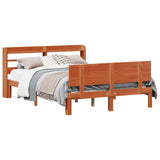Bed Frame with Shelf 2 pcs Wax Brown Solid Pine Wood 3422762