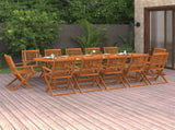Dining Set Oil-finished natural wood colour Solid acacia wood Large 3086979