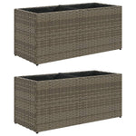 ZNTS Garden Planters with 2 Pots 2 pcs Grey 72x30x32 cm Poly Rattan 3210530