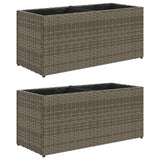 ZNTS Garden Planters with 2 Pots 2 pcs Grey 72x30x32 cm Poly Rattan 3210530