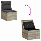 Sofa Set with Cushion with Storage 4 pcs Light Grey Poly Rattan 3354661