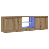 TV Cabinet with LED Lights Artisian Oak 120x30x36 cm Engineered Wood 856348
