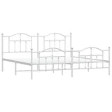 Metal Bed Frame without Mattress with Footboard White 193x203cm 353512