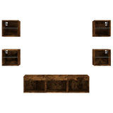 7 Piece TV Wall Units with LED Smoked Oak Engineered Wood 3216587