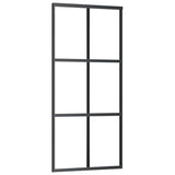 Sliding Door with Hardware Set Black 90x205 cm ESG Glass 3375925