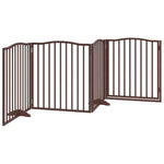 Dog Gate with Door Foldable 4 Panels Brown Oak 320 cm Poplar Wood 352235
